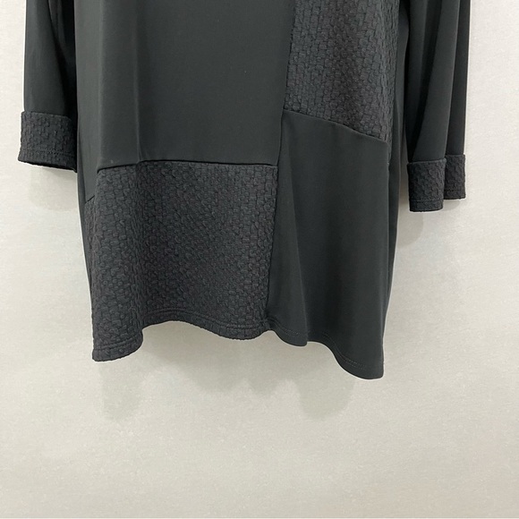 Chicos Black Round Neck 3/4 Sleeve Blouse - Picture 3 of 12